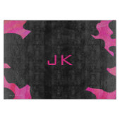Planche À Découper Monogramme vache rose chaud et noir (Devant)