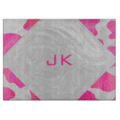 Planche À Découper Monogramme Vache rose et blanc chaud (Devant)