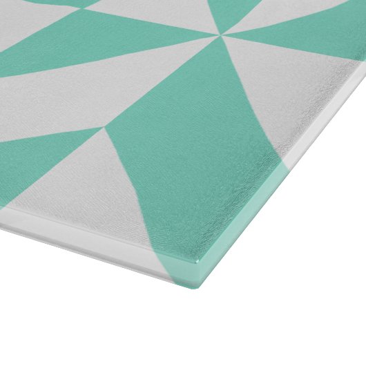 Planche À Découper Monogramme vert de mer Motif géométrique de cube (Coin)