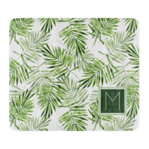 Planche À Découper Monogramme vert des palmettes  