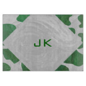 Planche À Découper Monogramme vert et blanc de vache (Devant)