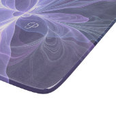 Planche À Découper Monogramme violet Abstrait fractal moderne (Coin)