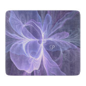Planche À Découper Monogramme violet Abstrait fractal moderne (Devant)