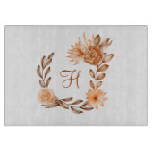 Planche À Découper Monogrammed Brown Peach Floral Autumn Fall Colors (Devant)