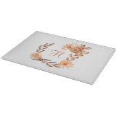 Planche À Découper Monogrammed Brown Peach Floral Autumn Fall Colors (Coin)