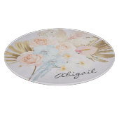 Planche À Découper Monogrammed Pretty Tropical Flower Bouquet Floral (Coin)