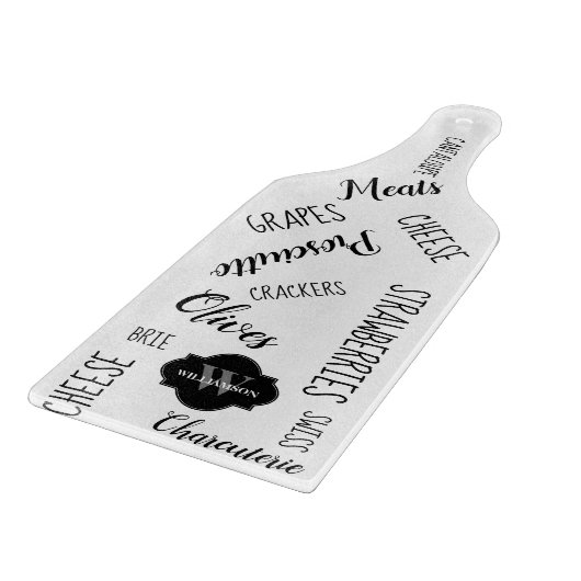 Planche À Découper Monographies personnalisées de charcuterie noir Mo (Coin)
