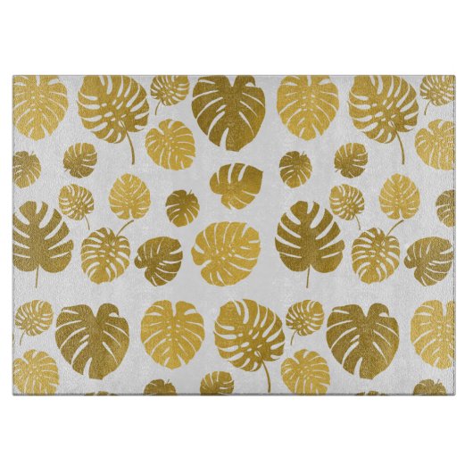 Planche À Découper Monstère d'or moderne Feuille Tropical Motif (Devant)