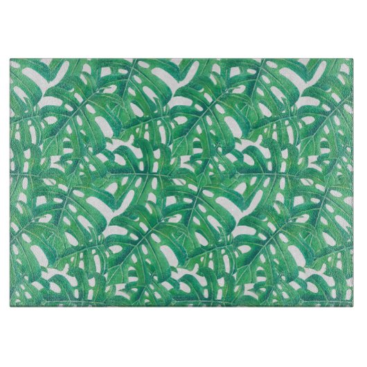 Planche À Découper Monstère verte tropicale feuille motif (Devant)
