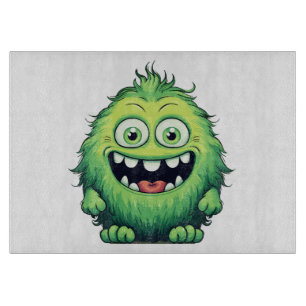 Planche À Découper Monstre de dessin animé vert mignon souriant