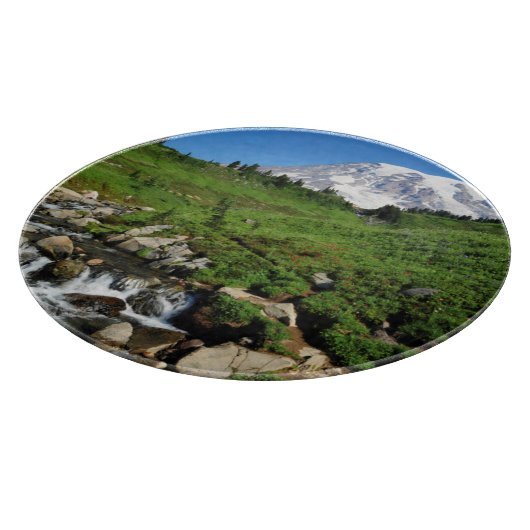 Planche À Découper Mont Rainier, cascade, enneigée (Coin)