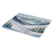 Planche À Découper Montagne de ski aquarelle (Coin)