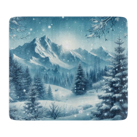 Planche À Découper Montagne d'hiver de neige (Devant)