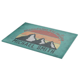Planche À Découper Montagnes pastel vintage appellent monogramme