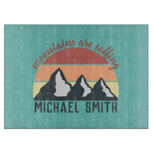 Planche À Découper Montagnes pastel vintage appellent monogramme ciel