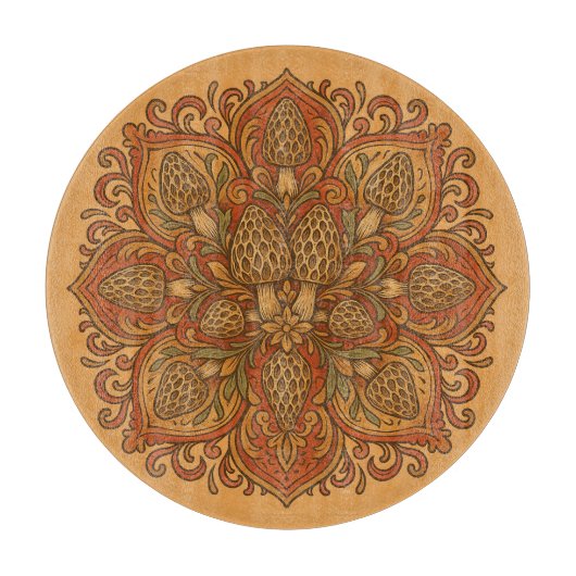 Planche À Découper Morel Mushroom Mandala (Devant)