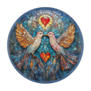 Planche À Découper Mosaïque artistique d'oiseaux et de cœurs affichan