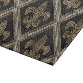 Planche À Découper Mosaïque de fleur de lis motif noir et or (Coin)