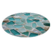 Planche À Découper Mosaïque de verre de mer Charme côtier turquoise (Coin)