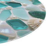 Planche À Découper Mosaïque de verre de mer Charme côtier turquoise (Coin)