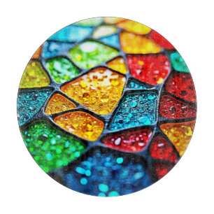 Planche À Découper Mosaïque de verre vibrant : Couleurs de joaillerie