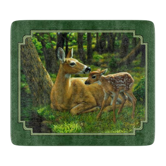 Planche À Découper Mother Deer and Fawn Forest Green (Devant)