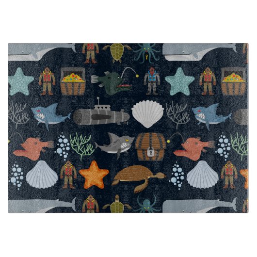 Planche À Découper Motif 1 d'habitants d'océan (Devant)