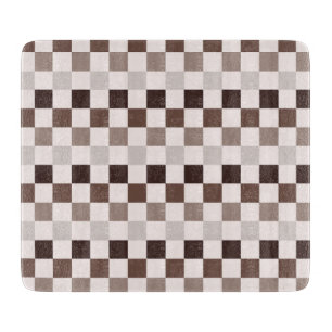 Planche À Découper Motif à carreaux Café au Lait