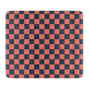 Planche À Découper Motif à carreaux corail et marine