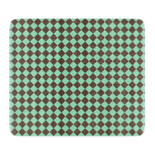 Planche À Découper Motif à carreaux diamant vert marron