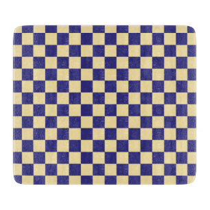 Planche À Découper Motif à carreaux indigo et beurre