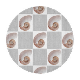 Planche À Découper Motif à carreaux minimaliste en porcelaine coquill