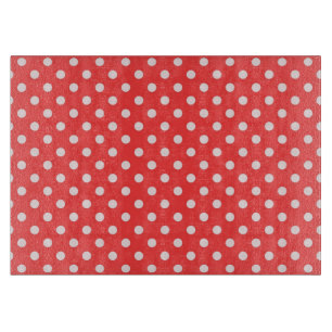 Planche À Découper Motif à points de polka rouge et blanc corail