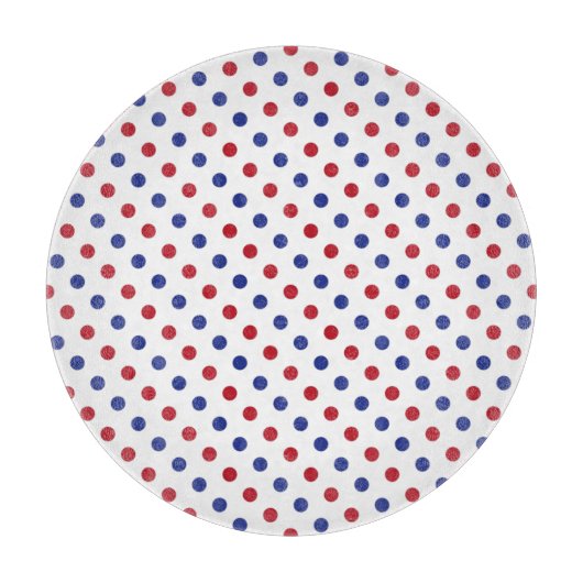 Planche À Découper Motif à points polka rouge, blanc et bleu (Devant)