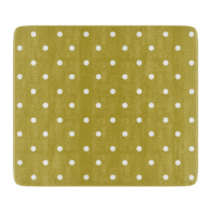 Planche À Découper Motif à pois blancs jaune moutarde
