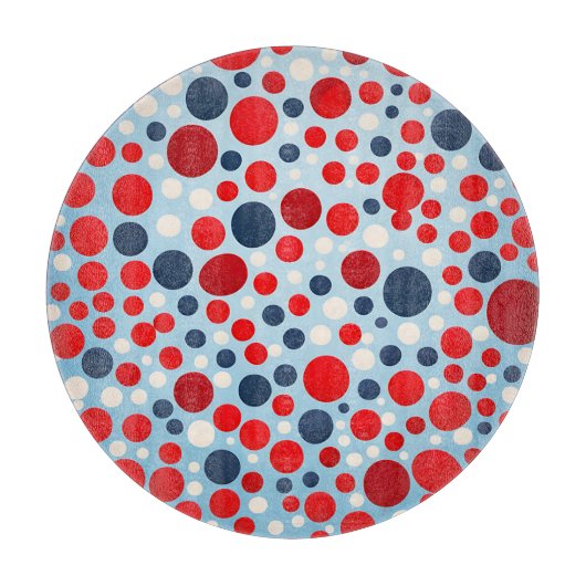 Planche À Découper Motif à pois rouge bleu (Devant)
