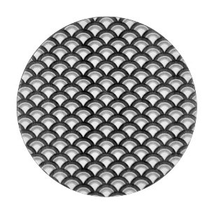 Planche À Découper Motif à vagues Art déco - noir et blanc