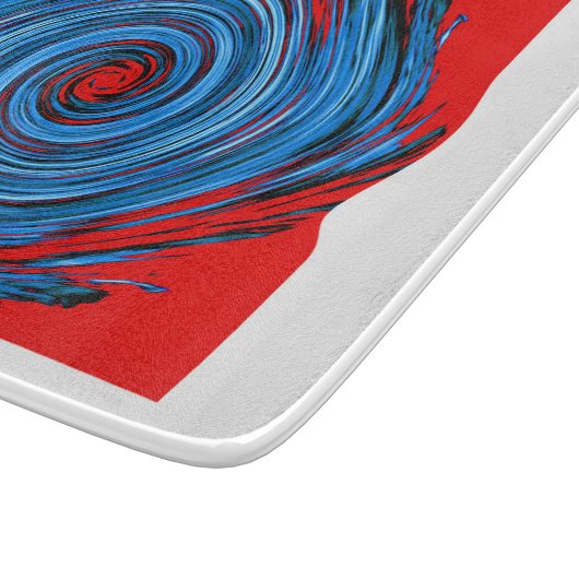Planche À Découper Motif Abstrait Blue Red Swirl (Coin)