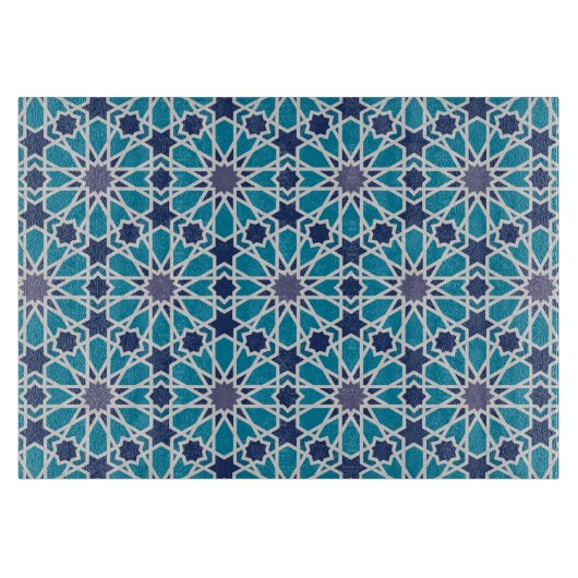 Planche À Découper Motif Abstrait En Bleu Et Gris (Devant)