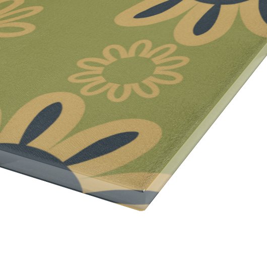 Planche À Découper Motif Abstrait noir et jaune rétro (Coin)