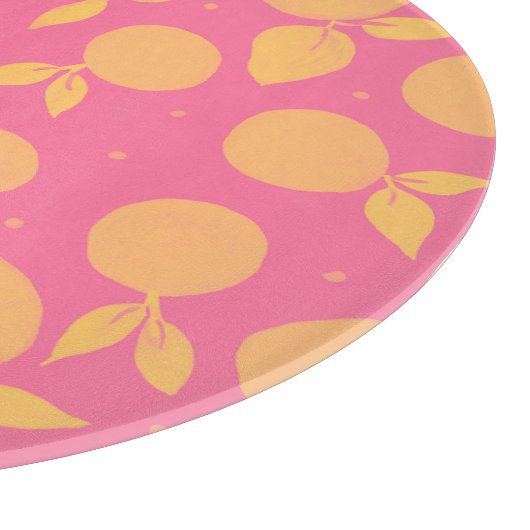 Planche À Découper motif Abstrait tangerine rose et jaune (Coin)