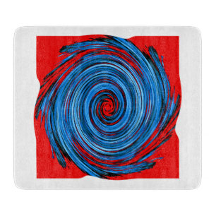Planche À Découper Motif Abstrait Tourbillon Bleu Rouge
