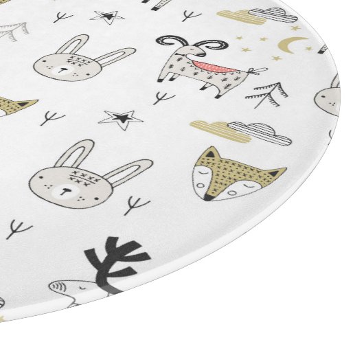 Planche À Découper Motif animal de griffonnage de région boisée (Coin)