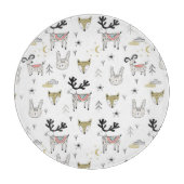 Planche À Découper Motif animal de griffonnage de région boisée (Devant)