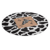 Planche À Découper Motif animal noir et blanc Vache tache Monogramme (Coin)