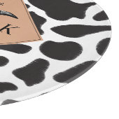 Planche À Découper Motif animal noir et blanc Vache tache Monogramme (Coin)