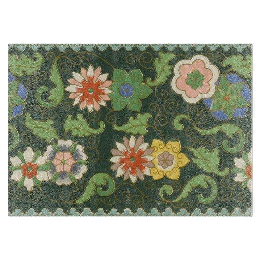 Planche À Découper Motif antique cloisonné chinois : Vert Jade (Devant)