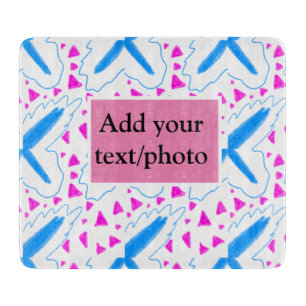 Planche À Découper Motif aquarelle bleu rose ajoutez nom texte person