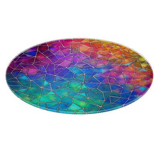 Planche À Découper Motif arc-en-ciel en verre tendu (Coin)