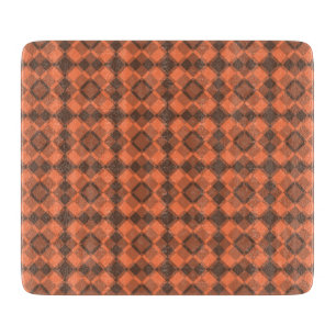 Planche À Découper Motif Argyle à carreaux marron corail